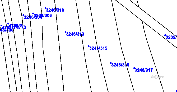 Parcela st. 3246/315 v KÚ Buchlovice, Katastrální mapa