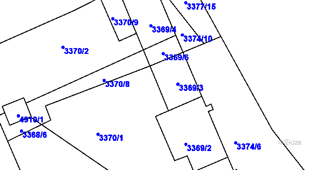 Parcela st. 3369/3 v KÚ Buchlovice, Katastrální mapa