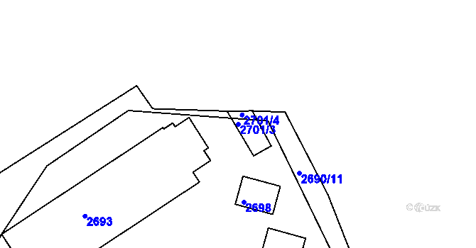 Parcela st. 2701/3 v KÚ Buchlovice, Katastrální mapa