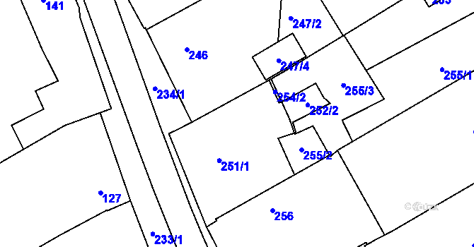 Parcela st. 251/1 v KÚ Buchlovice, Katastrální mapa