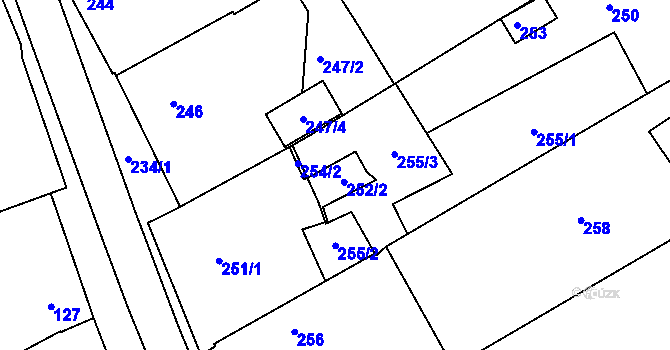 Parcela st. 251/2 v KÚ Buchlovice, Katastrální mapa