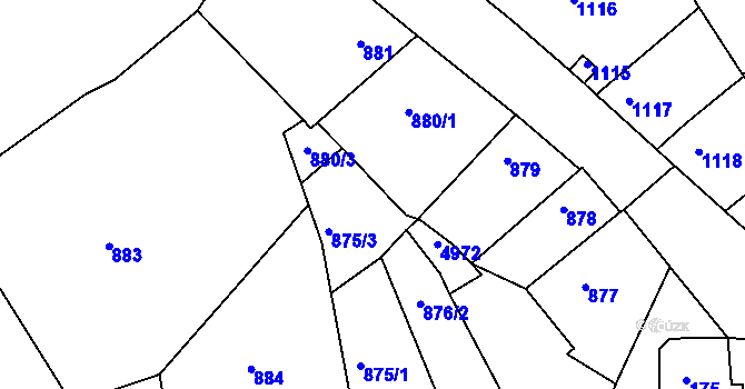 Parcela st. 876/4 v KÚ Buchlovice, Katastrální mapa