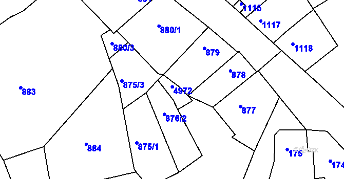 Parcela st. 876/5 v KÚ Buchlovice, Katastrální mapa