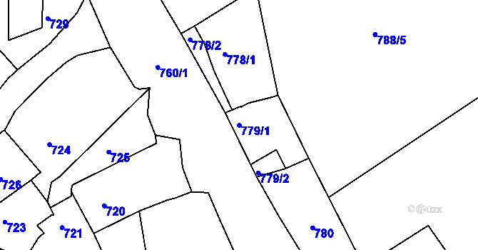 Parcela st. 779/1 v KÚ Buchlovice, Katastrální mapa