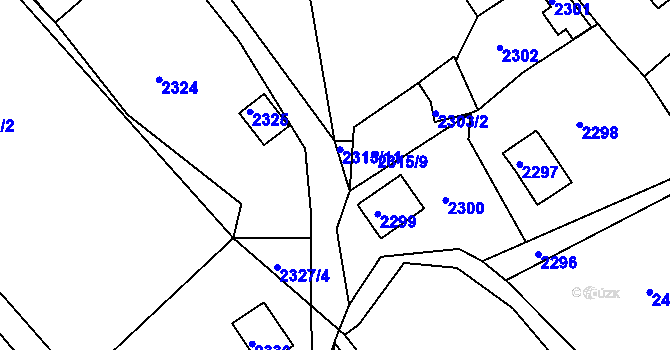 Parcela st. 2315/10 v KÚ Buchlovice, Katastrální mapa