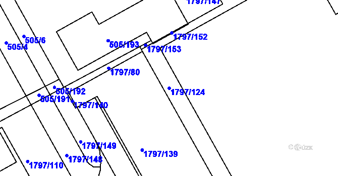 Parcela st. 1797/124 v KÚ Buchlovice, Katastrální mapa