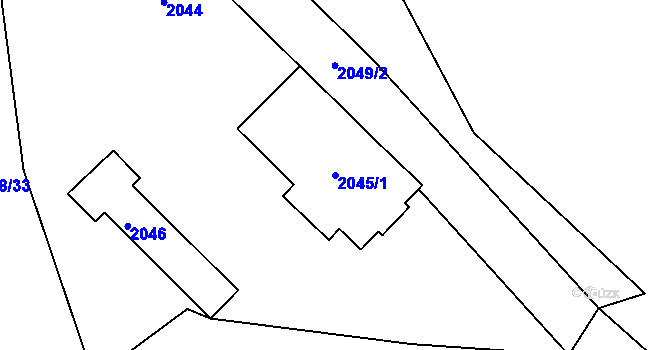 Parcela st. 2045/1 v KÚ Buchlovice, Katastrální mapa
