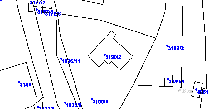 Parcela st. 3190/2 v KÚ Buchlovice, Katastrální mapa
