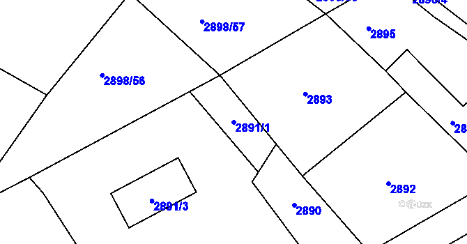 Parcela st. 2891/1 v KÚ Buchlovice, Katastrální mapa
