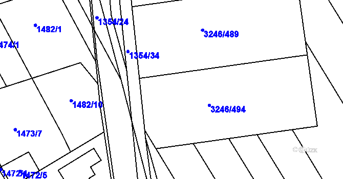 Parcela st. 3246/497 v KÚ Buchlovice, Katastrální mapa
