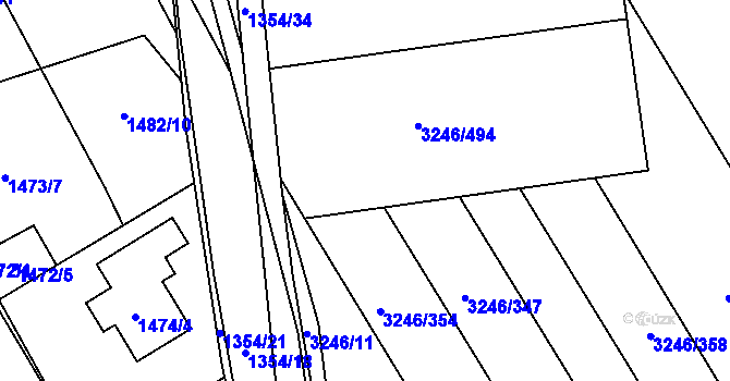 Parcela st. 3246/502 v KÚ Buchlovice, Katastrální mapa