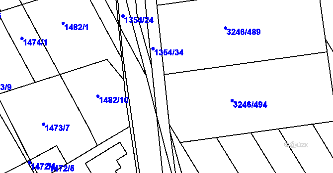 Parcela st. 3246/498 v KÚ Buchlovice, Katastrální mapa