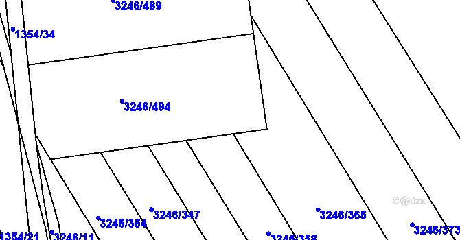 Parcela st. 3246/499 v KÚ Buchlovice, Katastrální mapa