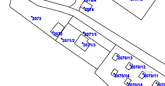 Parcela st. 2071/3 v KÚ Buchlovice, Katastrální mapa