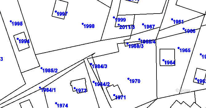 Parcela st. 1972/4 v KÚ Buchlovice, Katastrální mapa