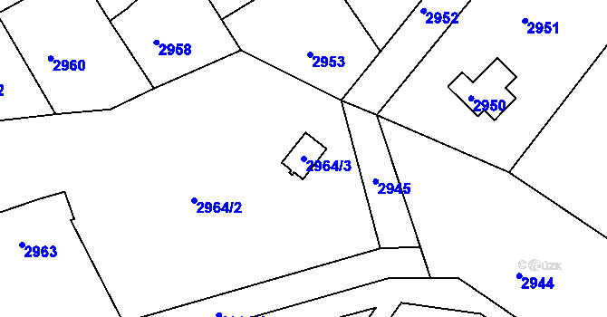 Parcela st. 2964/3 v KÚ Buchlovice, Katastrální mapa