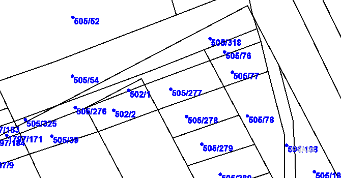 Parcela st. 505/277 v KÚ Buchlovice, Katastrální mapa