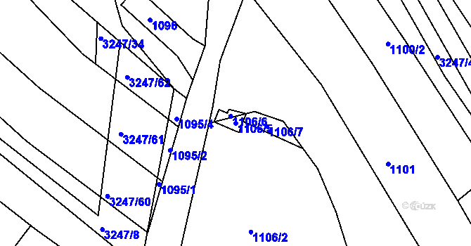 Parcela st. 1106/5 v KÚ Buchlovice, Katastrální mapa