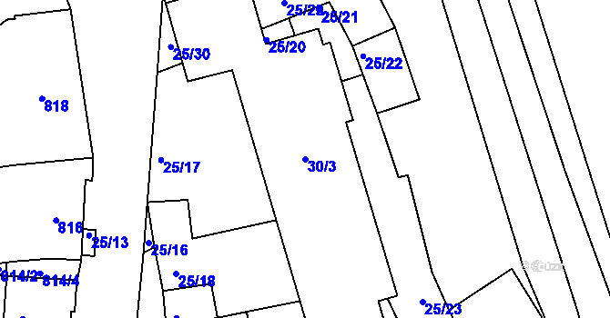 Parcela st. 30/3 v KÚ Buchlovice, Katastrální mapa