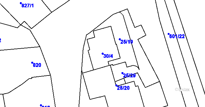 Parcela st. 30/4 v KÚ Buchlovice, Katastrální mapa