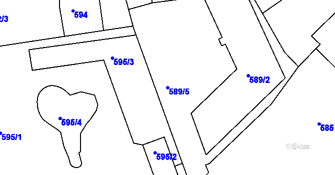 Parcela st. 589/5 v KÚ Buchlovice, Katastrální mapa