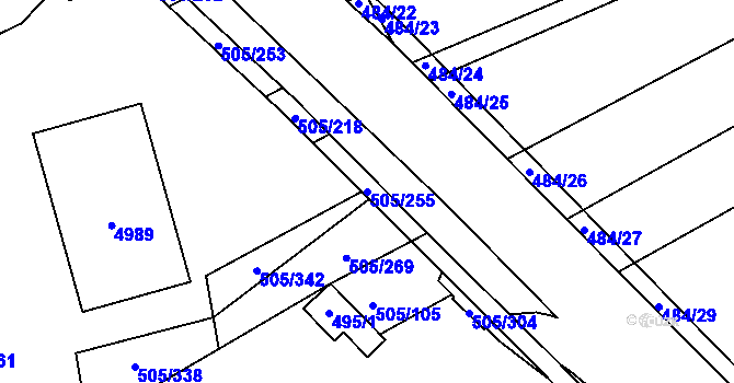 Parcela st. 505/255 v KÚ Buchlovice, Katastrální mapa
