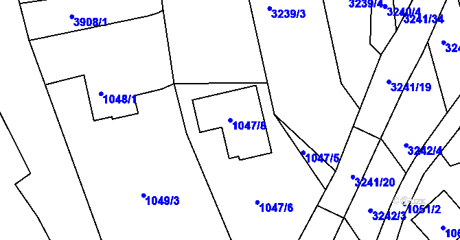 Parcela st. 1047/8 v KÚ Buchlovice, Katastrální mapa