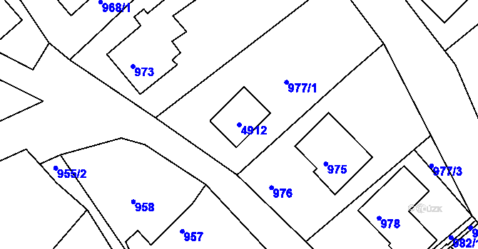 Parcela st. 4912 v KÚ Buchlovice, Katastrální mapa