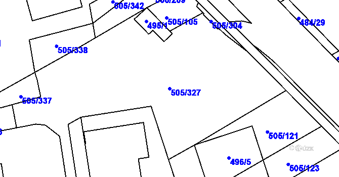 Parcela st. 505/327 v KÚ Buchlovice, Katastrální mapa