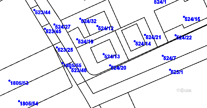 Parcela st. 524/13 v KÚ Buchlovice, Katastrální mapa