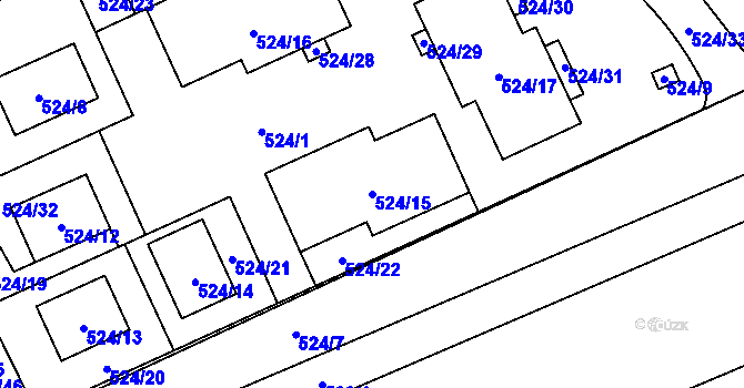 Parcela st. 524/15 v KÚ Buchlovice, Katastrální mapa