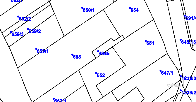 Parcela st. 4945 v KÚ Buchlovice, Katastrální mapa