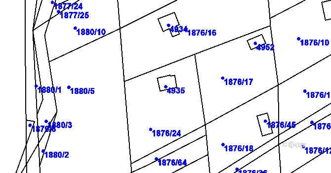 Parcela st. 4935 v KÚ Buchlovice, Katastrální mapa