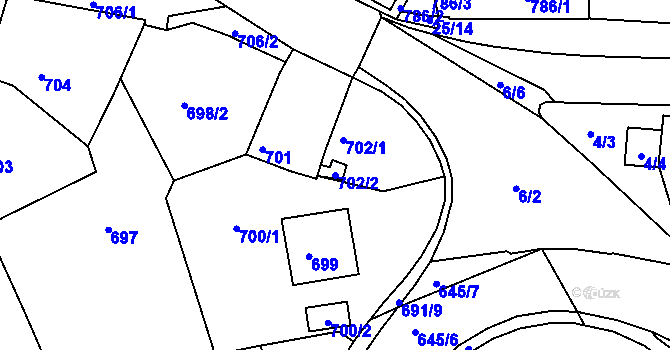 Parcela st. 702/2 v KÚ Buchlovice, Katastrální mapa