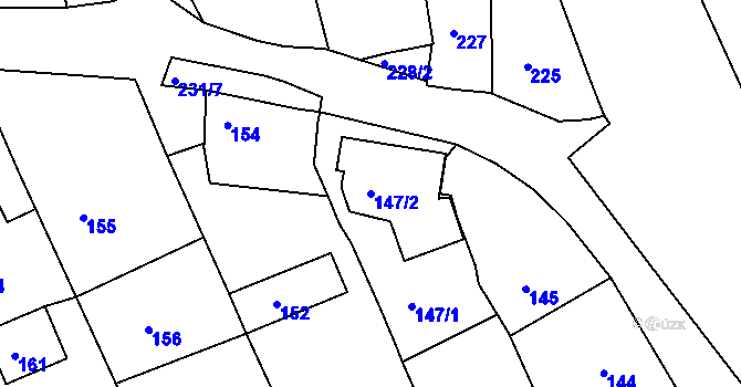 Parcela st. 147/2 v KÚ Buchlovice, Katastrální mapa