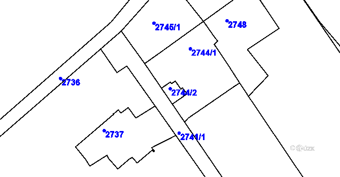 Parcela st. 2744/2 v KÚ Buchlovice, Katastrální mapa