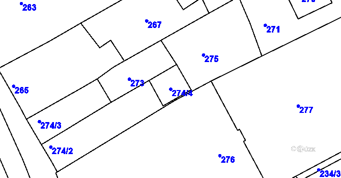 Parcela st. 274/4 v KÚ Buchlovice, Katastrální mapa