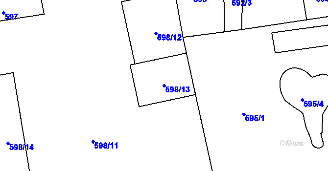 Parcela st. 598/13 v KÚ Buchlovice, Katastrální mapa