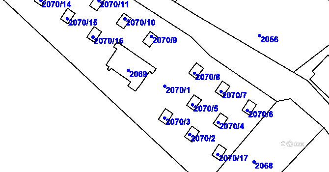 Parcela st. 2070/1 v KÚ Buchlovice, Katastrální mapa