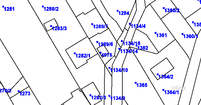 Parcela st. 4976 v KÚ Buchlovice, Katastrální mapa