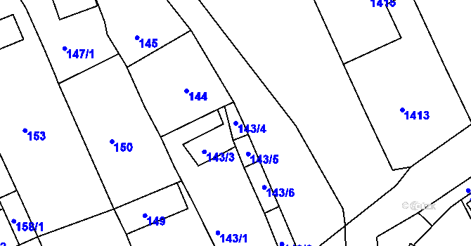 Parcela st. 143/4 v KÚ Buchlovice, Katastrální mapa