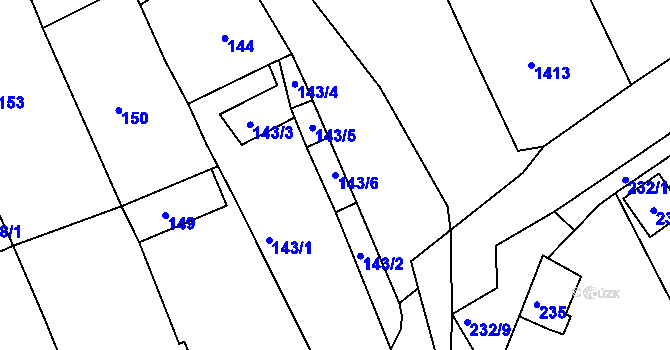 Parcela st. 143/6 v KÚ Buchlovice, Katastrální mapa