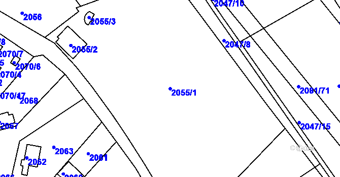 Parcela st. 2055/1 v KÚ Buchlovice, Katastrální mapa