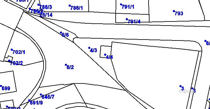 Parcela st. 4/4 v KÚ Buchlovice, Katastrální mapa