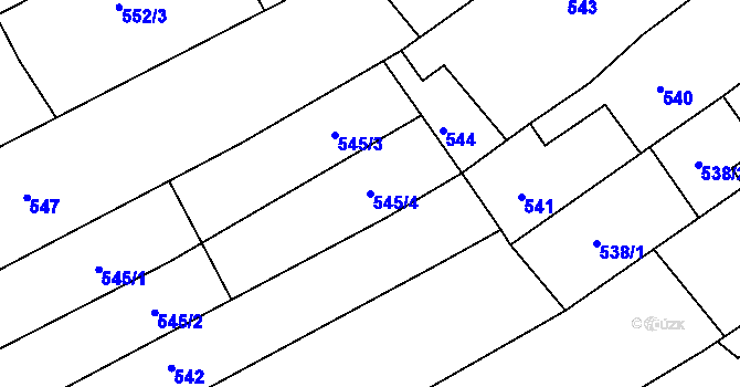 Parcela st. 545/4 v KÚ Buchlovice, Katastrální mapa