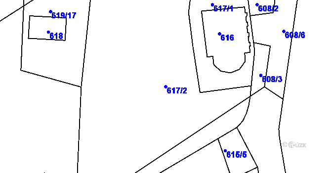 Parcela st. 617/2 v KÚ Buchlovice, Katastrální mapa