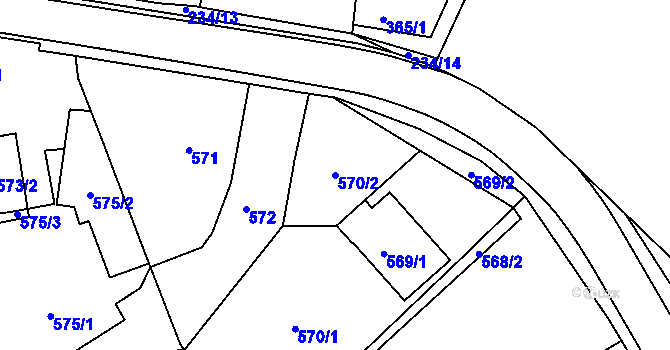 Parcela st. 570/2 v KÚ Buchlovice, Katastrální mapa