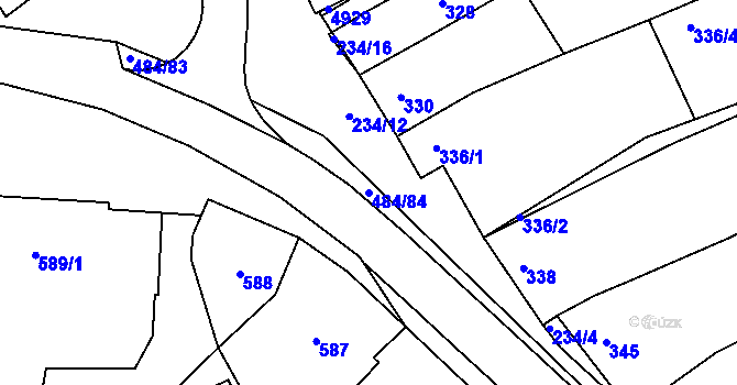 Parcela st. 484/84 v KÚ Buchlovice, Katastrální mapa