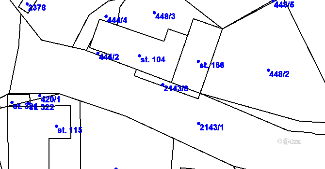 Parcela st. 2143/8 v KÚ Suchdol u Bujanova, Katastrální mapa