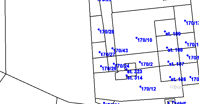 Parcela st. 170/27 v KÚ Suchdol u Bujanova, Katastrální mapa